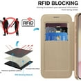 thumbnail image 4 of for iPhone 16e Case, Support Magnetic Wireless Charger, Slim Fit Flip Protective PU Leather Wallet Case with RFID Blocking Card Slot Build-in Len Protector for iPhone 16e, Desertgold, 4 of 7