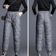 thumbnail image 5 of RQYYD Women's Lightweight Puffy Pants Elastic High Waist Quilted Snow Pants Puffer Winter Trousers for Ski Camp Gray XXL, 5 of 5