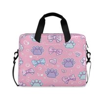 16" Laptop Briefcase for Work Travel Laptop Shoulder Bag Carrying Handbag Laptop Case Dog Paw Prints and Bows