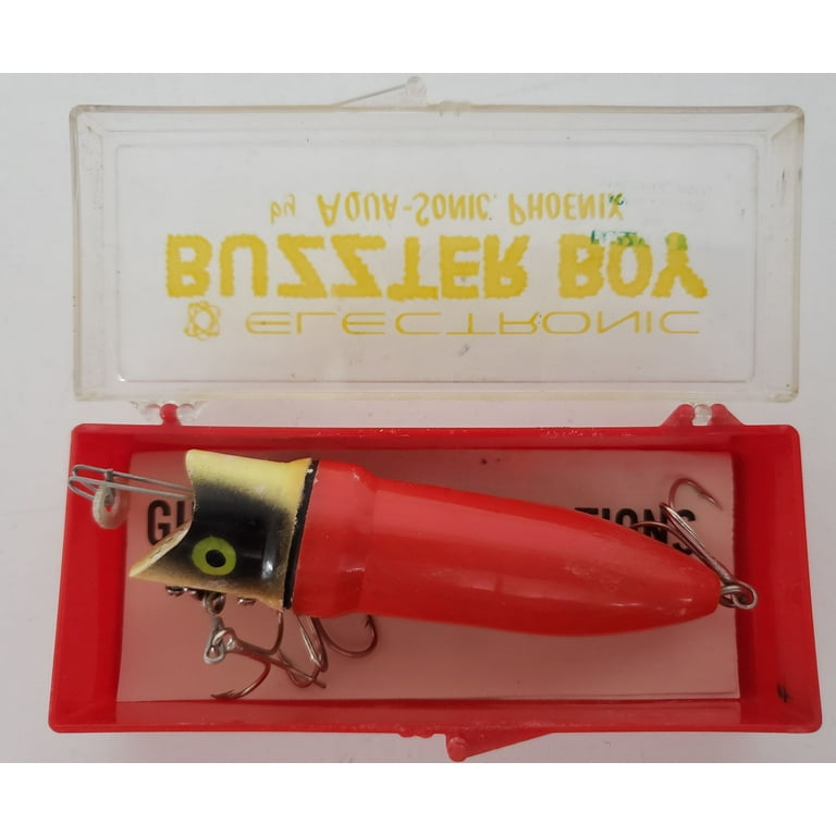 Vintage 1960 Buzzter Boy Electronic Fishing Lure by Aqua-Sonic, Red 