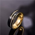 thumbnail image 3 of 8mm Mens Gold Groove Tungsten Carbide Rings Black Brushed Wedding Bands with Cubic Zirconia Comfort Fit Size 7-12, 3 of 6