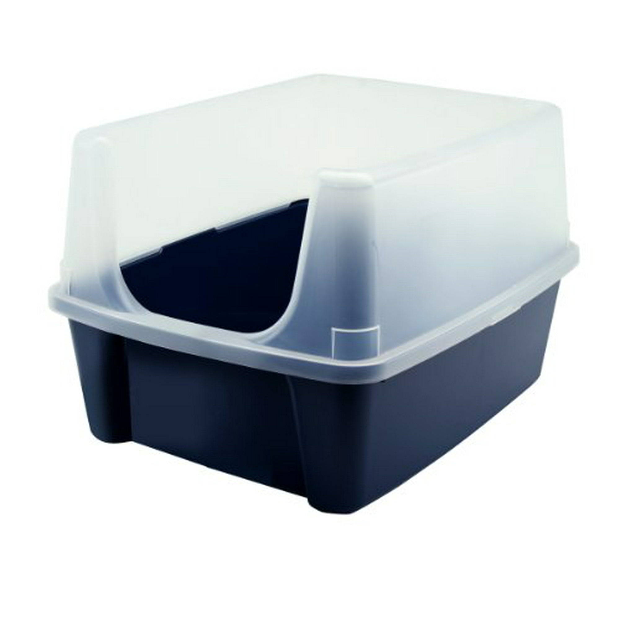 IRIS Open Top Cat Litter Box with Clear High Shield without Scoop Navy Walmart