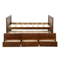 thumbnail image 3 of Twin Size Daybed with Trundle Bed, Captain's Bed Platform Bed Frame with 3 Storage Drawers and Headboard, Storage Sofa Bed for Living Room Bedroom, Space Saving, Walnut, 3 of 7