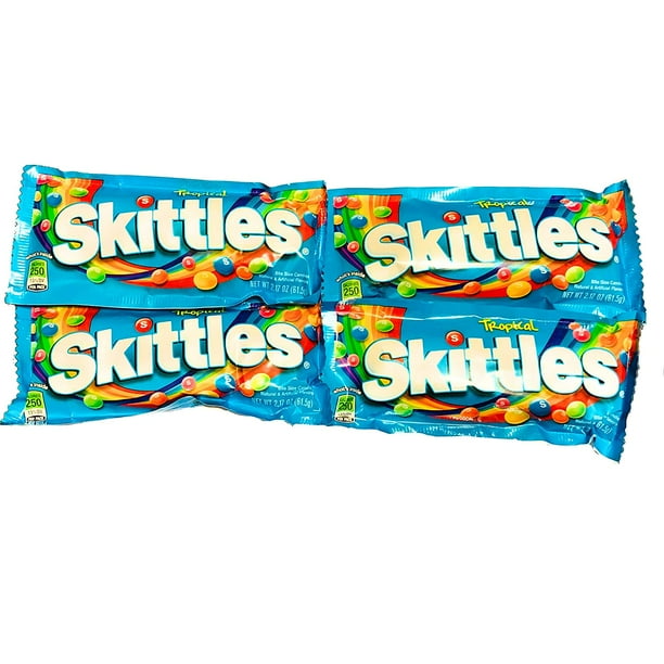 Skittles Tropical Flavored Fruit Candy 2.17 oz Bags 4 Pack