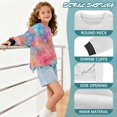 thumbnail image 6 of Xoenoiee Star Tie Dye Print Girls Casual Crewneck Sweatshirts 2025 Spring Fall Clothes Long Sleeve Side Slit Workout Fleece Pullover Tops, Size 11-12 Years, 6 of 7