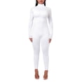 thumbnail image 2 of renvena Women's High Neck One Piece Unitard Bodysuit Long Sleeves Turtleneck Full Jumpsuit Leotard White S, 2 of 7