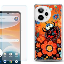 Phone Case for Cricket Icon Pro 2026, with Screen Protector, by OneToughShield - Ladybug Flower