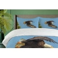 thumbnail image 3 of Ambesonne Idaho Duvet Cover Set, American Bald Eagle Photo, 2-Calking, Olive Green and Sky Blue, 3 of 6