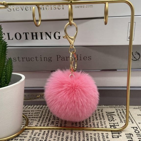 suxuMhao Plush Ball Keychains Pendant, 2 Pcs Light Pink Red Key Rings - Key Ring for Keys, Durable Car Key Holder, Cute Keychain, Practical Key Chain Holder, Size 5.51×3.15in, Suitable for Daily