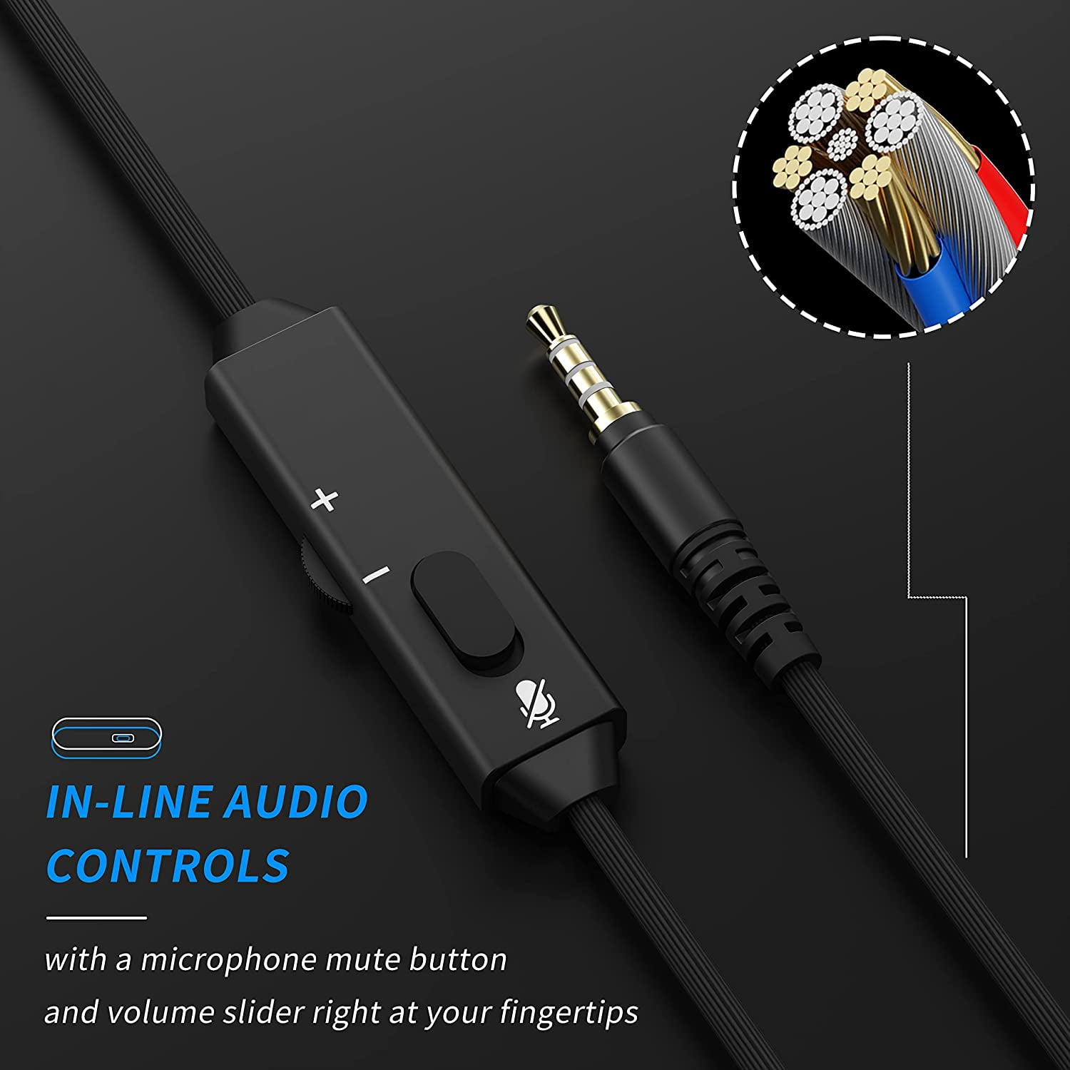 BINNUNE Wired Headset with Mic, 3.5mm Connector for School Kids Adults | Cord PC Video Gaming Headphone with Volume Control for Computer Laptop PS4 Playstation 5 Nintendo Switch, Blue