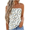 thumbnail image 2 of JTZGDY Crochet Tube Tops for Women Cute Summer Floral Printed Y2K Sleeveless Tanks Strapless Business Casual Bandeau Crop Top Green#02 L, 2 of 6
