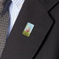 thumbnail image 2 of Happy Lamb on Field Metal Rectangle Lapel Hat Pin Tie Tack Pinback, 2 of 3