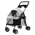 thumbnail image 4 of TidBay 4 Wheels Dog Cat Stroller, Outdoor Travel Pet Folding Stroller, Dog Cat Cage Stroller with Cup Holder, Breathable and Visible Mesh for Small Dog, 4 of 6