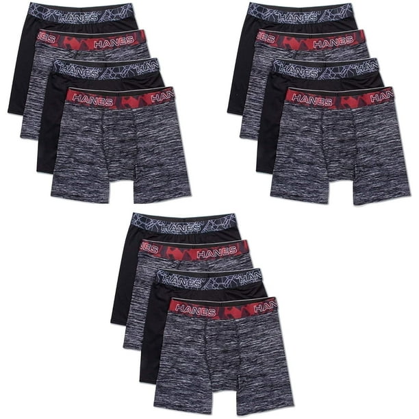 Hanes Men's Boxer Briefs 12Pack XTemp 4Way Stretch Mesh Slightly