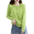thumbnail image 2 of jtjvou Solid Button Long Sleeve Cardigan Soft Comfortable Knitted Coat Casual Wear Suitable for Holidays Parties Work Spring Fashion Women's Outerwear Green M, 2 of 4