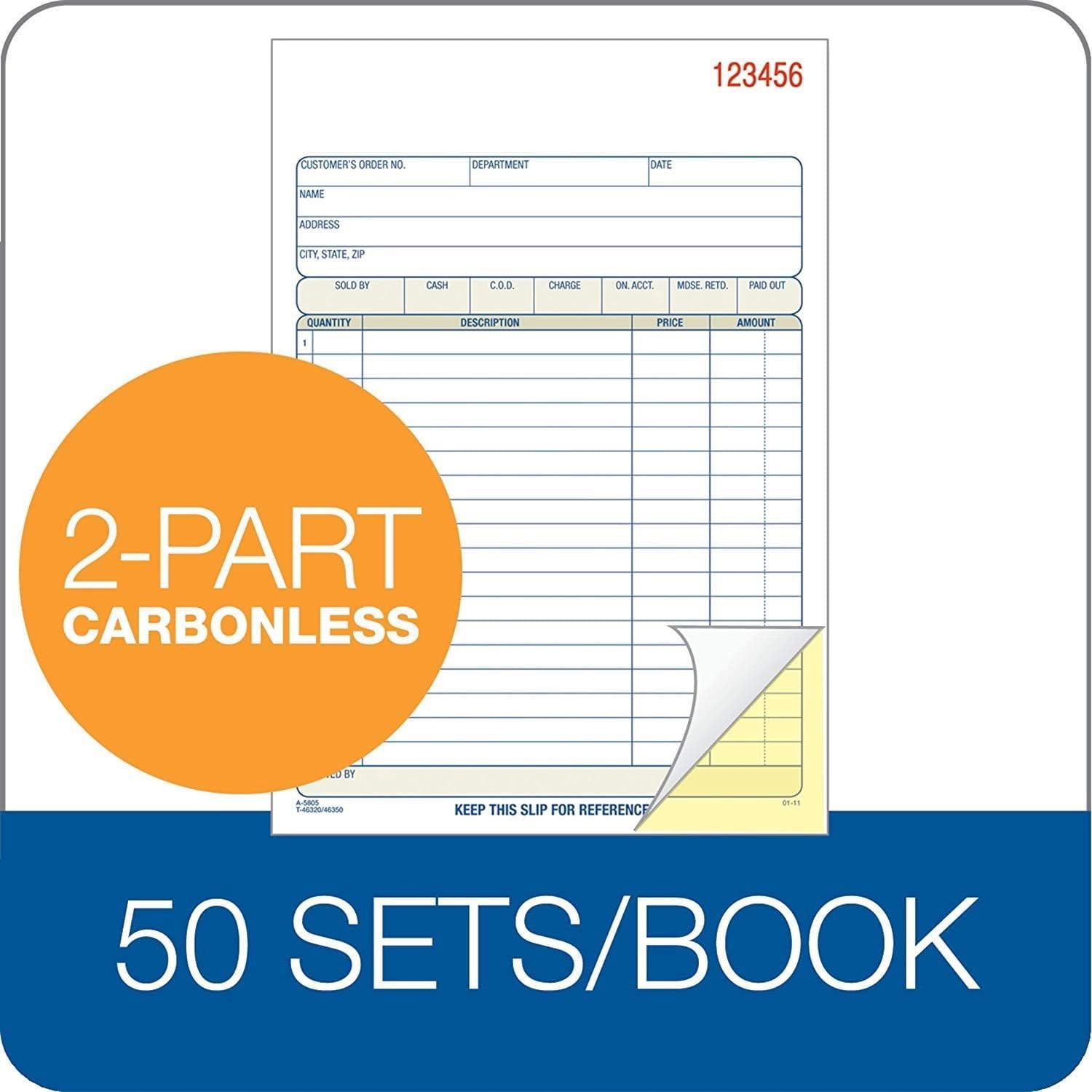 Adams Sales Order Book, 2-Part, Carbonless, White/Canary, 5-9/16 x 8-7/16 inches, 50 Sets per Book DC5805 12 Pack