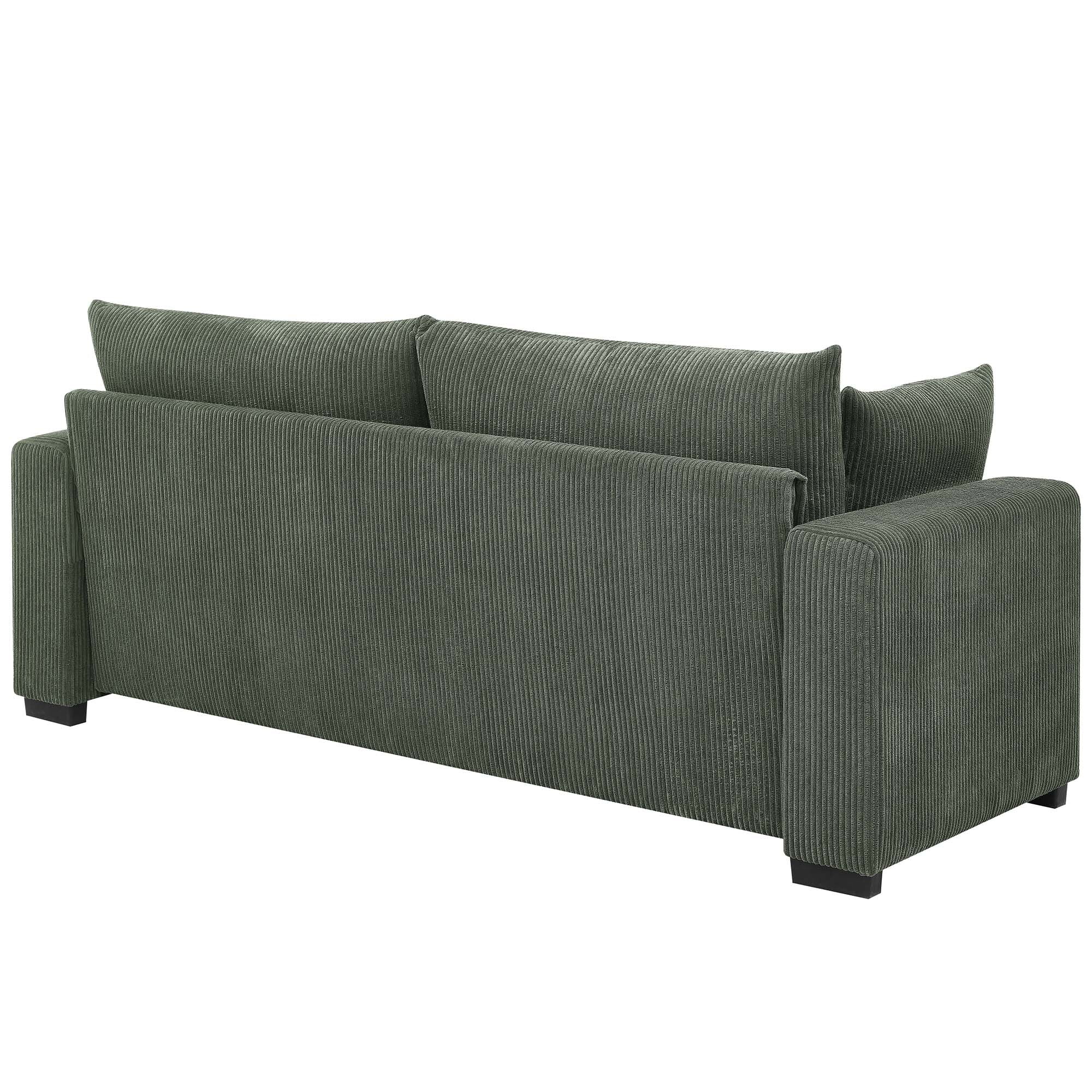 Muumblus 79"L Corduroy Sofa, Deep Seat Sleeper Couch, 3-Seater Living Room Sofa, Greens
