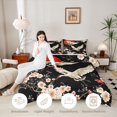thumbnail image 3 of Homewish Chic Crane Twin Comforter Sets, Japanese Cherry Blossoms Bedding Set, Black Beige Red, Black Reversible 2 Piece, 1 Comforter and 1 Pillowcase, 3 of 6