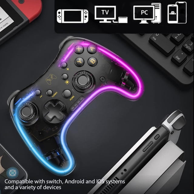 Gamepad inalámbrico para NS/NS Lite/NS OLED Game Controller (negro transparente)