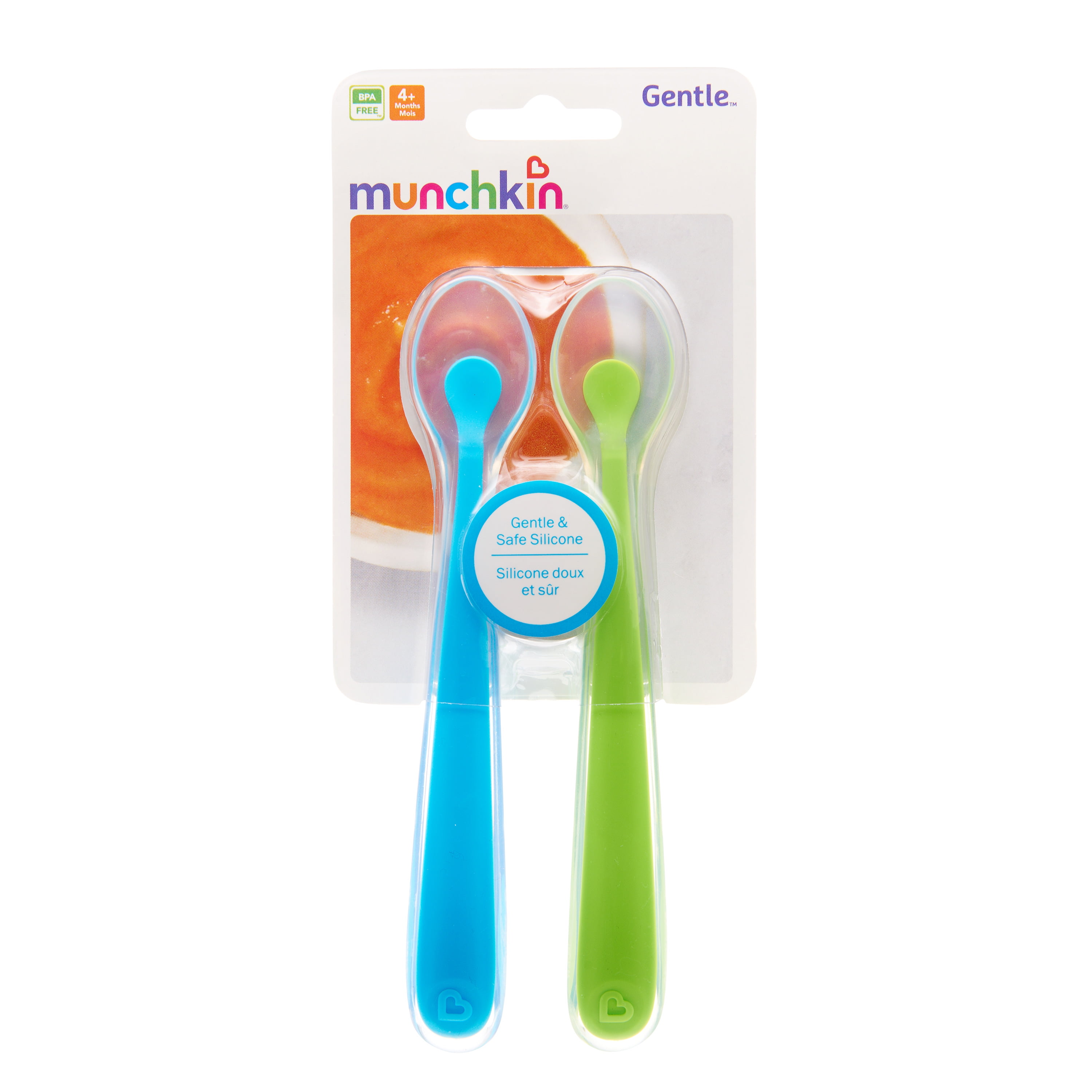 Munchkin Gentle Silicone Spoons 4 Pack Blue//Green