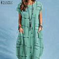 thumbnail image 1 of Fashion Printed Dress ZANZEA Woman Clothes Short Sleeve Elegant Casual Vintage New Dresses 2023 Summer Ladies Vacation Vestidos4XL Gao Jinjia LED, 1 of 2