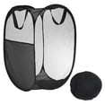 thumbnail image 1 of Cesto de lavandería de malla Uxcell con bolsillo lateral - Cesto plegable para viajes y residencias estudiantiles - Negro, 1 of 6