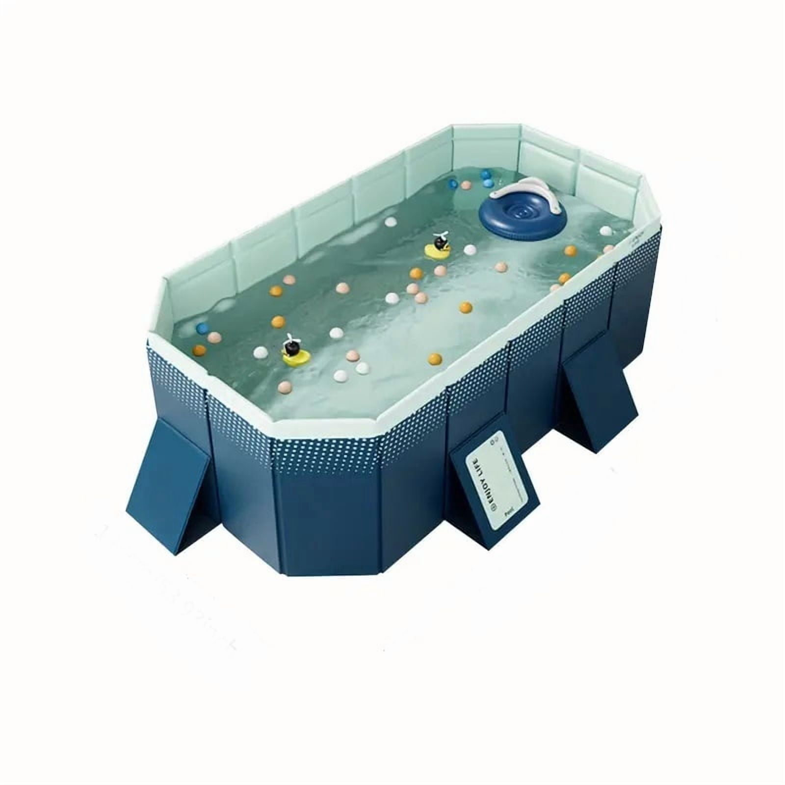BravSco Non-Inflatable Foldable Swimming Pool, 100 x 66 x 20 in, Portable Above Ground Pool for Backyard Use