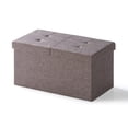 thumbnail image 3 of Mellow 30" Smart Lift Top Button Fabric Collapsible Storage Ottoman, Brown, 3 of 8