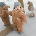 thumbnail image 2 of Wuxian Baby Girls Boys Winter Bodysuit Classic Hoodies Zipper Up Long Sleeve Fuzzy Wool Jumpsuit Solid Color Thick For Toddler Winter Warm Cozy Romper Outfit,3-6 Months, 2 of 5