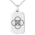 thumbnail image 1 of Stainless Steel Celtic Five Fold Fifth Elements Engraved Small Rectangle Dog Tag Charm Pendant Necklace, 1 of 1