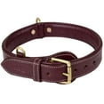 thumbnail image 3 of DowgClub Genuine Leather Dog Collar, Padded & Comfortable, Breathable Cushion, Heavy Duty, Handmade, Cherry (Extra Large), 3 of 7