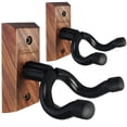thumbnail image 1 of Soporte de pared para guitarra Onmiwod, 2 unidades, madera de nogal negro, en forma de U, 1 of 9