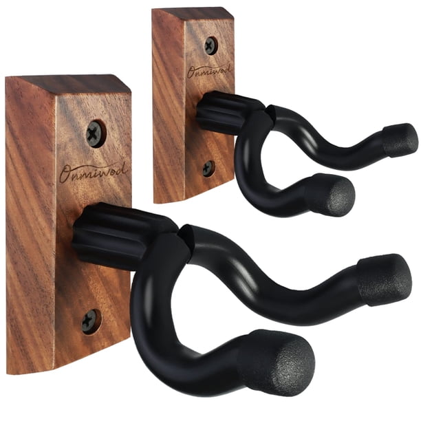 Soporte de pared para guitarra Onmiwod, 2 unidades, madera de nogal negro, en forma de U