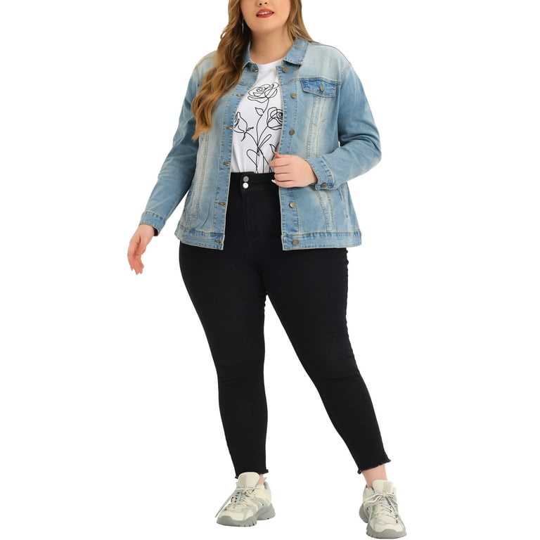 Plus size outlet jean jacket walmart