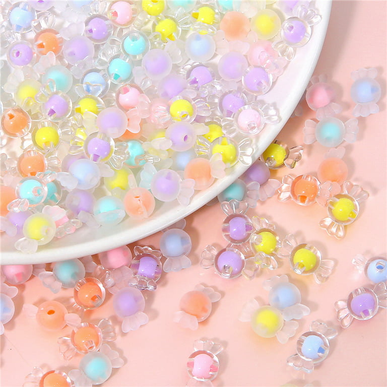 Feildoo 200pcs Shiny Lifelike Acrylic Candy Beads for Jewelry