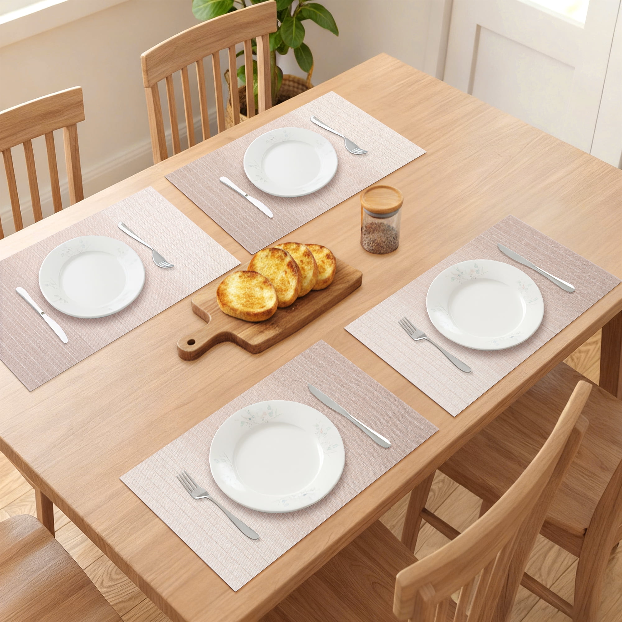 Unique Bargains Set of 6 Rectangle Placemats for Table Decor Beige 17.7x11.8inch