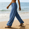 thumbnail image 2 of Jsaierl Women's Linen Wide Leg Palazzo Pants Summer Casual Drawstring Elastic Waist Loose Breathable Trousers, 2 of 13