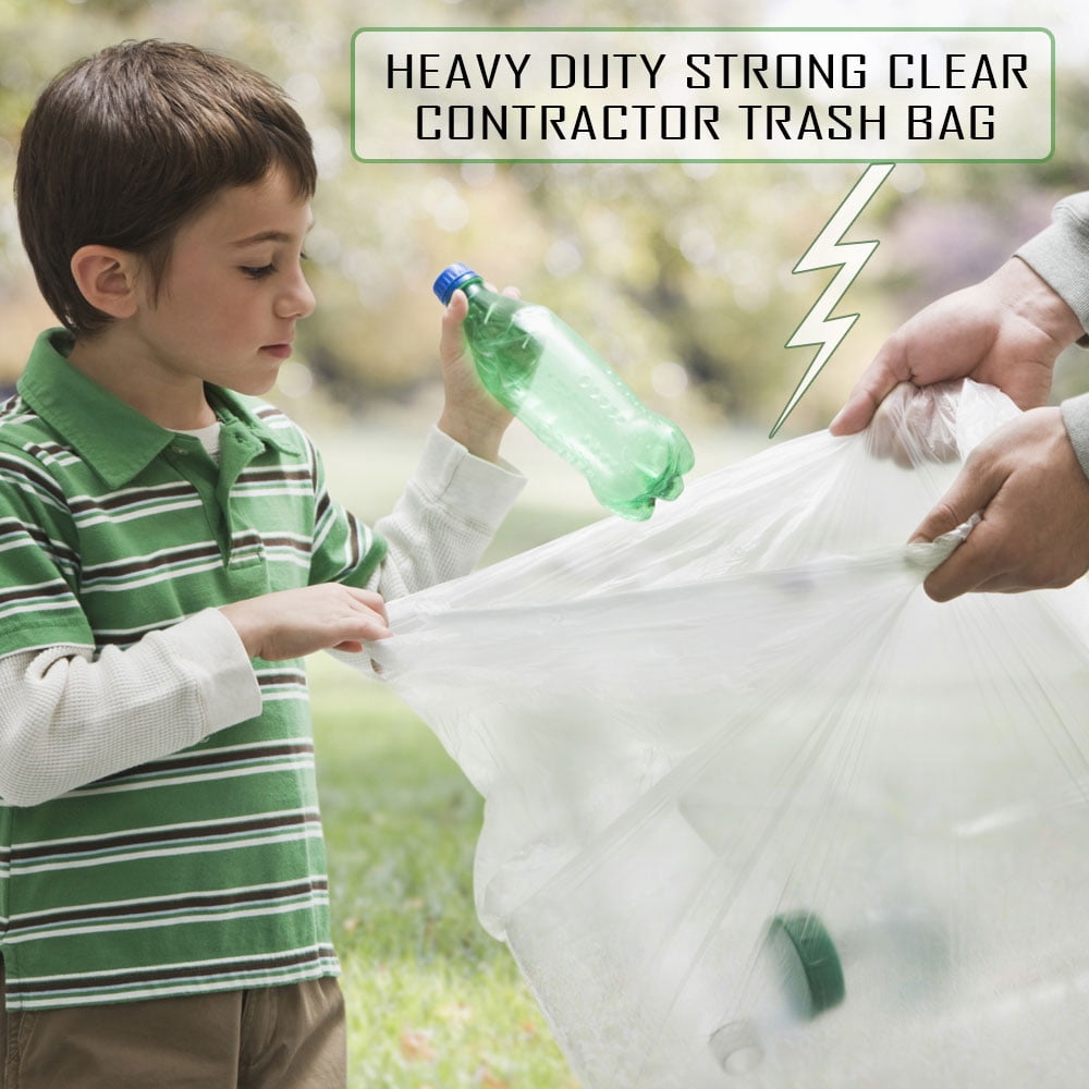 Ox Plastics Clear Can Liners Trash Bags - Large Transparent, Heavy-duty Recycling Garbage Bags - Perfect for Commercial Use for Anywhere - 42 Gallon & 1.5mil Thick Clear (100 Bags)
