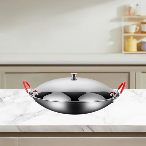 Sartén de cocinero de acero inoxidable sartén de pasta de pasta Fácil de limpiar cocinero doble manija wok coreano parrilla para hotel de cocina hotel 10 pulgadas con tapa