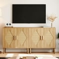thumbnail image 3 of Buffet Cabinet with Storage, Storage Cabinet with 2 Rattan Decorated, Sideboard Cabinets, Accent Cabinets for Living Room, Dining Room, Entryway, Natural, 3 of 7