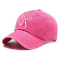 thumbnail image 2 of MEICHEN Women Bow Embroidered Washed Baseball Cap Adjustable Curved Brim Casual Sun Hat, 2 of 5