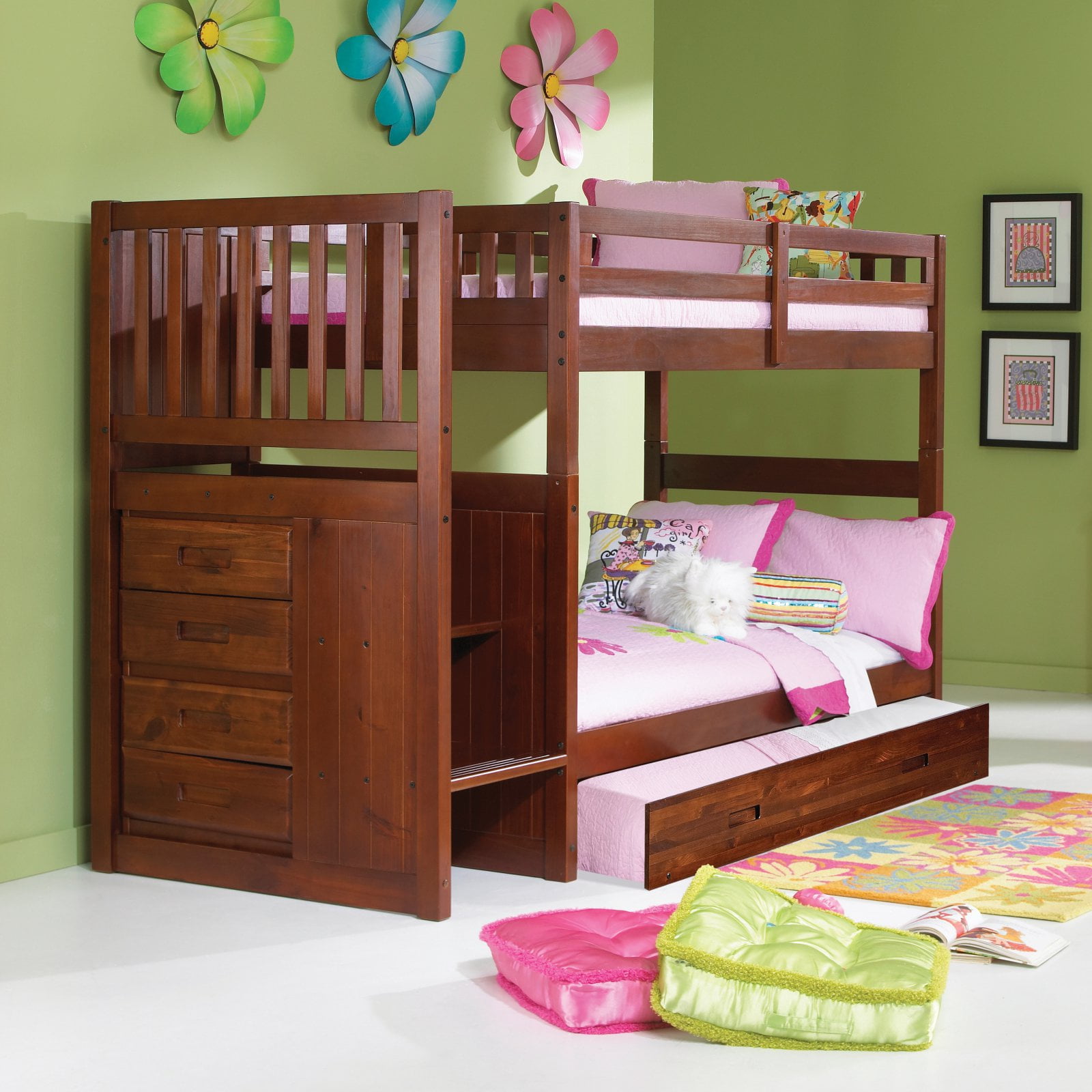Donco Twin over Twin Stairway Bunk Bed Merlot