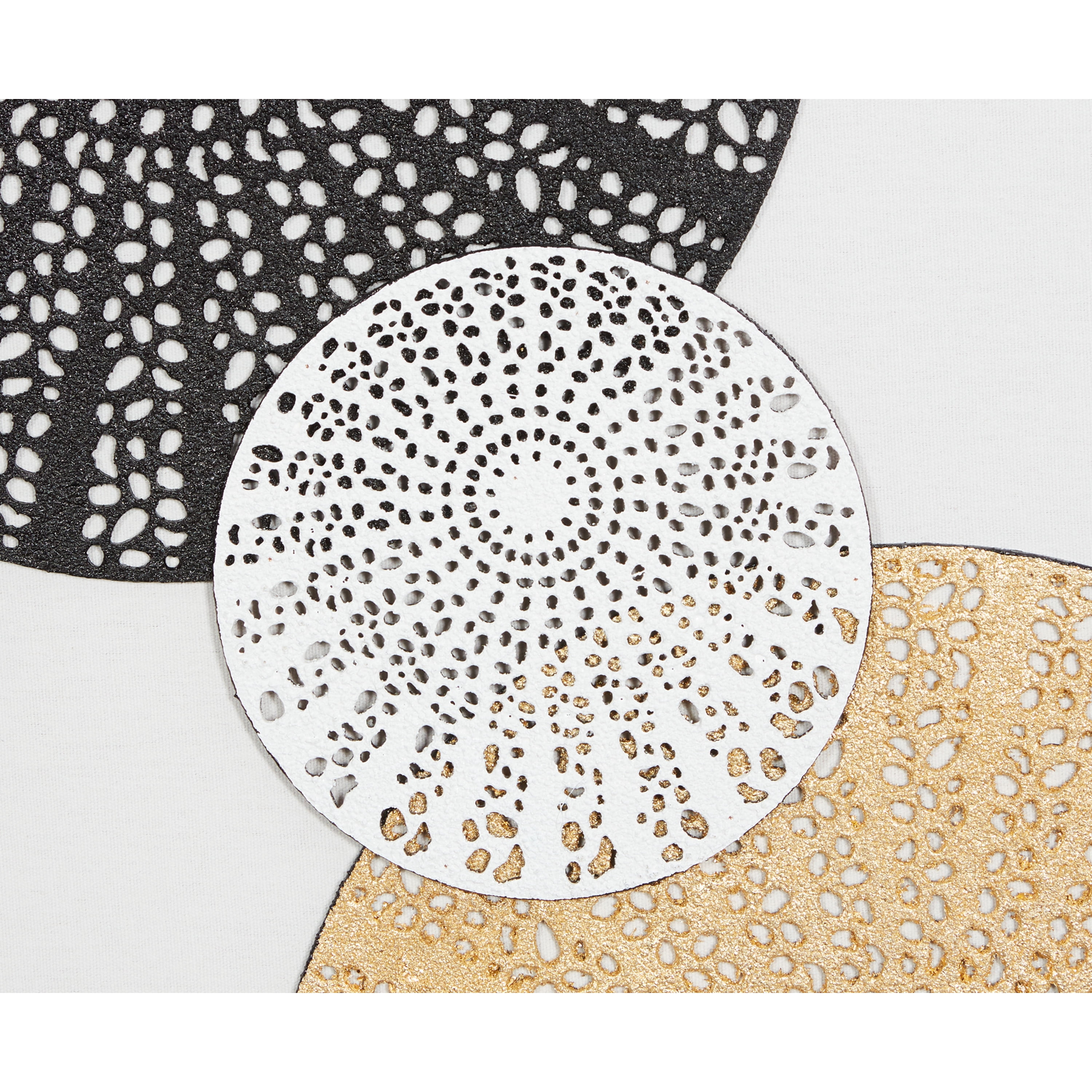 DecMode Gold Canvas Contemporary Radial Circles Framed Wall Art