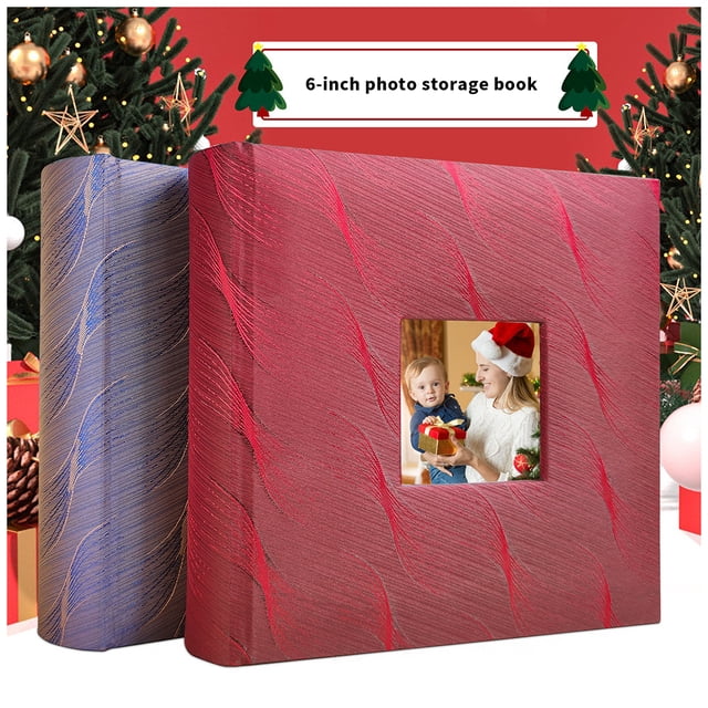 6 Inch Photo Album 200 Pockets Storage Scrapbooking with Memo Interleaf Type Family Memory Photos Baby Birth Travel DIY Book Wine red