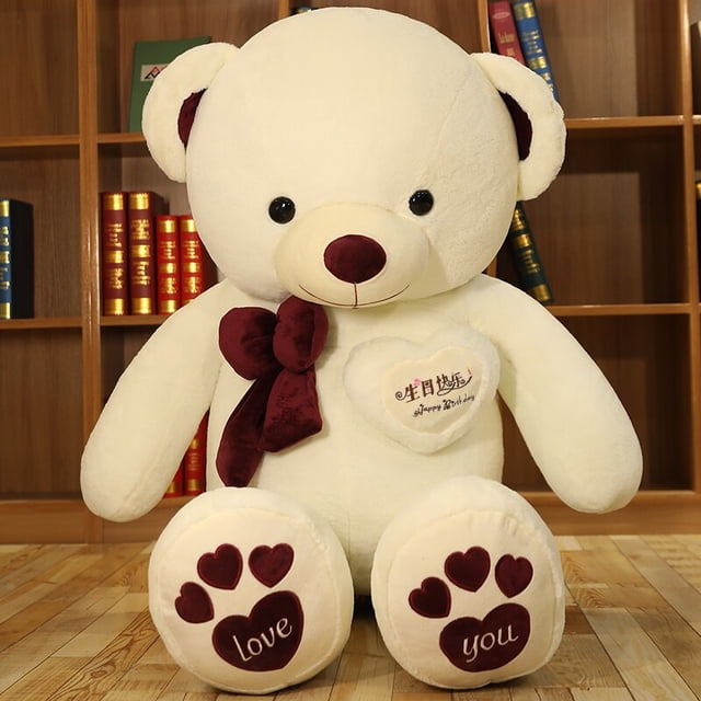 Oso de peluche grande para niños, oso gigante de peluche enorme, muñecos de animales suaves, juguete para niños, regalo de cumpleaños para amantes de la noviawhite sheng ri80cm Fivean unisex