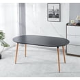 thumbnail image 1 of Extendable Dining Table,100/140/180x100x75cm, wood leg, black MDF table, 1 of 11