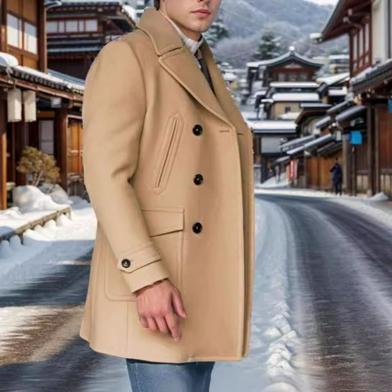 ZCFZJW Men's Trench Coat Slim fit Double Breasted Belted