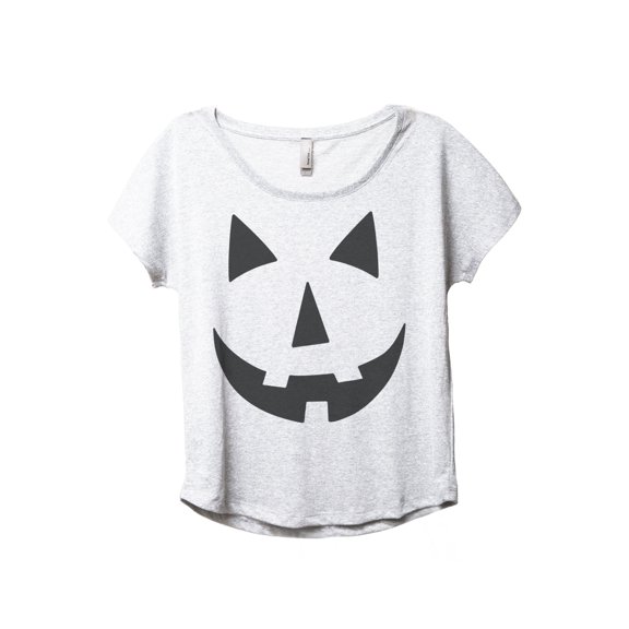 Jack 'O Lantern Women's Fashion Slouchy Dolman T-Shirt Tee Heather White Medium