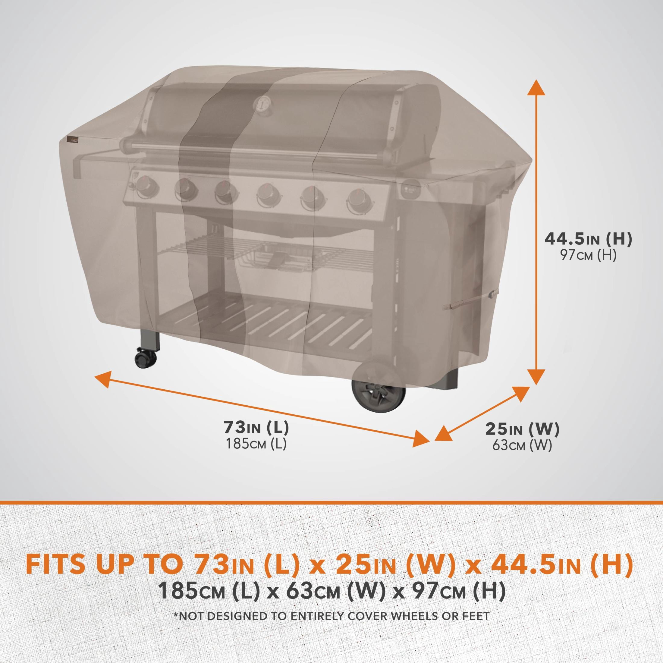 Modern Leisure Monterey 73 in. Outdoor Patio Grill Cover, 73"L x 25"W x 44.5"H, Beige