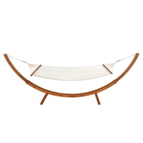 Ktaxon Teak Hammock Set, Complete with Stand & 600LB Capacity Weather-Resistant Polyester Fabric